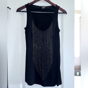 Black chain & fringe tank top